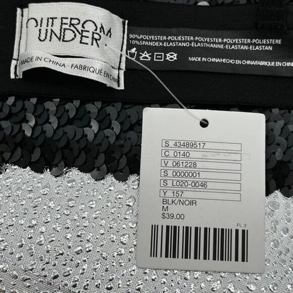 OUT From Under Black Sequin Stretchy Adjustable Strap Crop Top Size M NWT - Picture 7 of 8